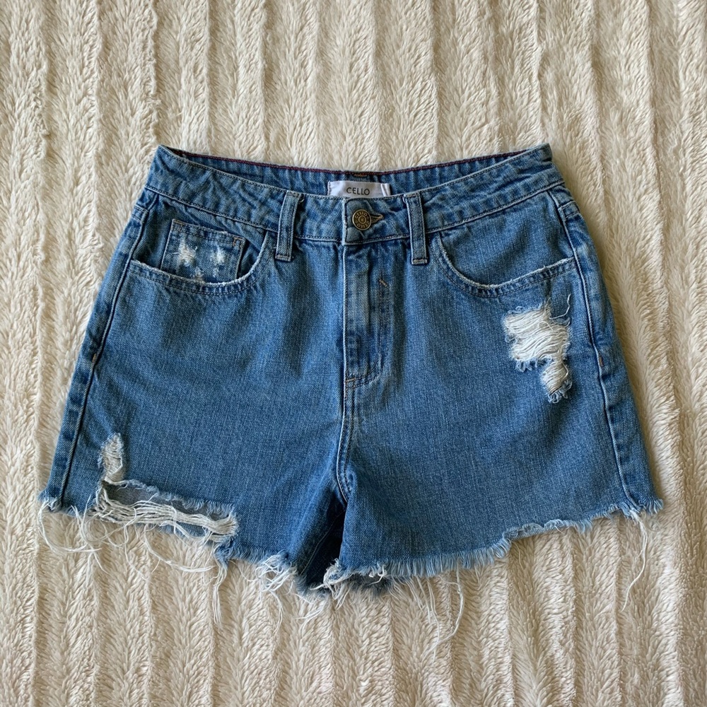 Cello Cut-Off Distressed Denim Shorts